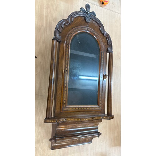 56 - Inlaid wall hanging cabinet measures approximately 36 inches tall 16 inches wide 16 inches tall