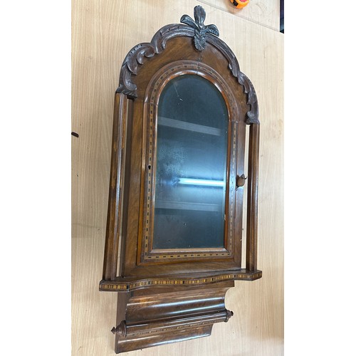 56 - Inlaid wall hanging cabinet measures approximately 36 inches tall 16 inches wide 16 inches tall