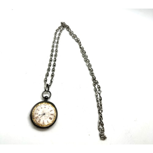 518 - Vintage silver fob watch, chain is not silver