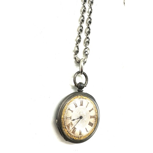 518 - Vintage silver fob watch, chain is not silver