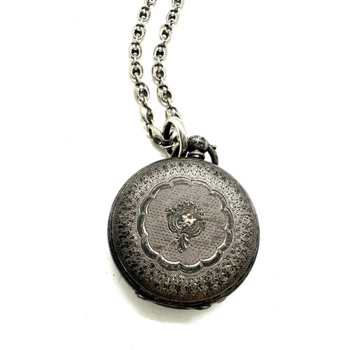 518 - Vintage silver fob watch, chain is not silver