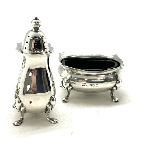 546 - Hallmarked silver 3 piece cruet set total silver weight approximately 108grams