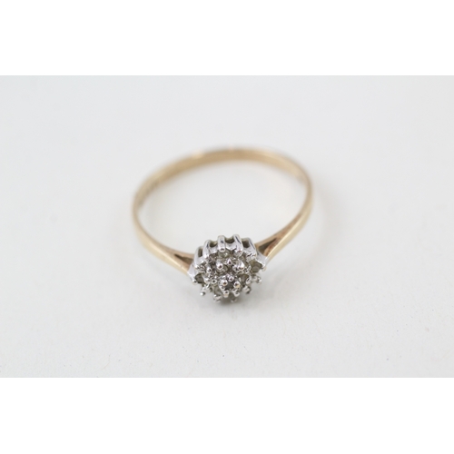 123 - 9ct gold diamond cluster ring (1.7g)