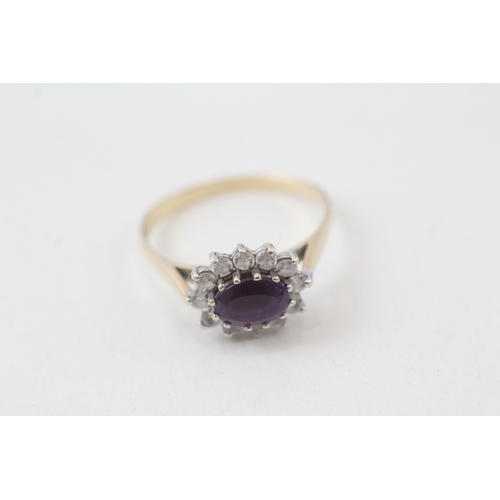 126 - 9ct gold amethyst and white gemstone ring (2.3g)