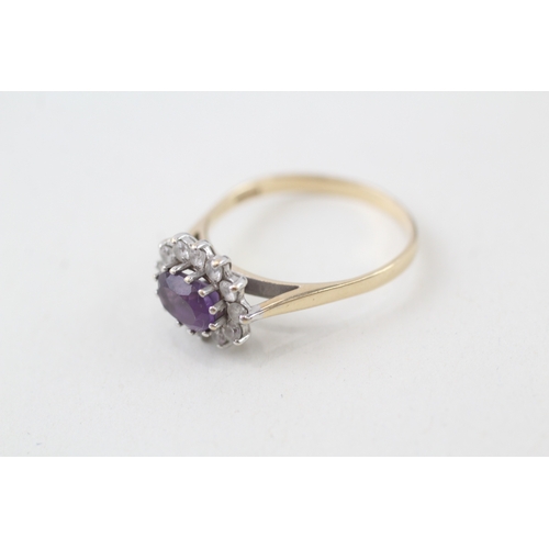 126 - 9ct gold amethyst and white gemstone ring (2.3g)