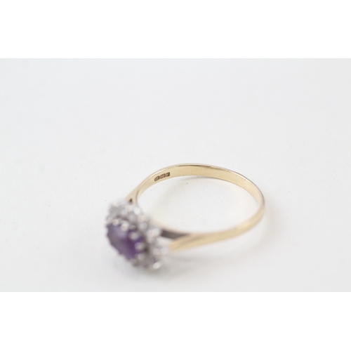 126 - 9ct gold amethyst and white gemstone ring (2.3g)