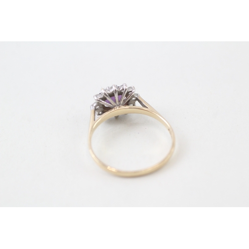 126 - 9ct gold amethyst and white gemstone ring (2.3g)