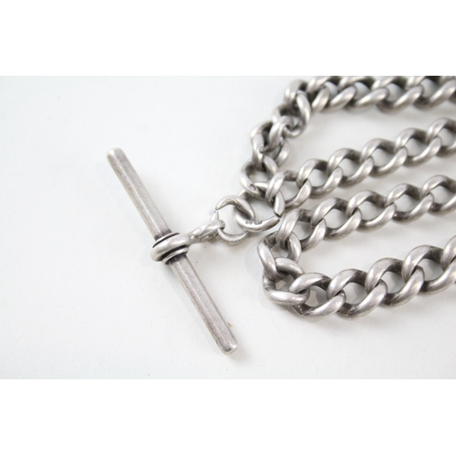 319 - Sterling Silver Watch Chain inc. Graduated, Curb Link 66g