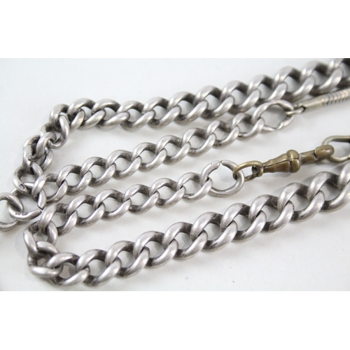 319 - Sterling Silver Watch Chain inc. Graduated, Curb Link 66g