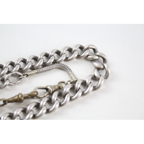 319 - Sterling Silver Watch Chain inc. Graduated, Curb Link 66g