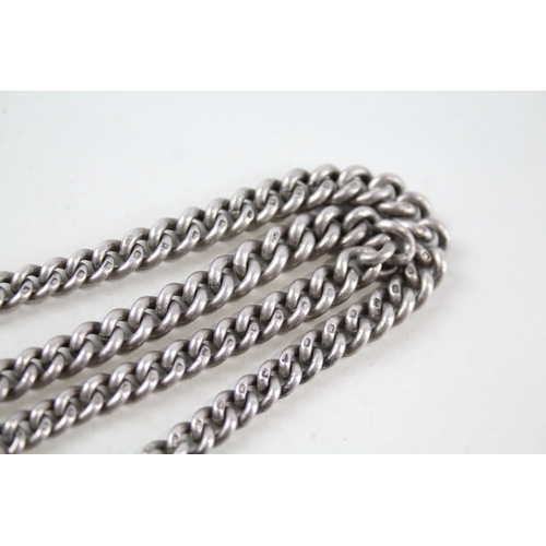 321 - Antique Sterling Silver Watch Chain inc. Graduated, Dog Clips 45g