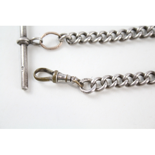 331 - Sterling Silver Antique Watch Chain inc. Graduated, Dog Clip 54g