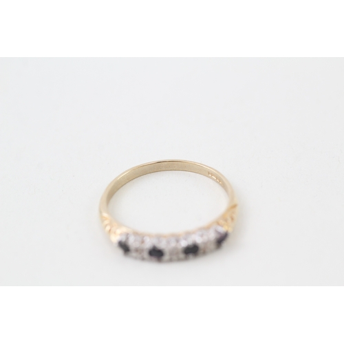 139 - 9ct gold sapphire and dimaond set seven stone eternity ring (2g)