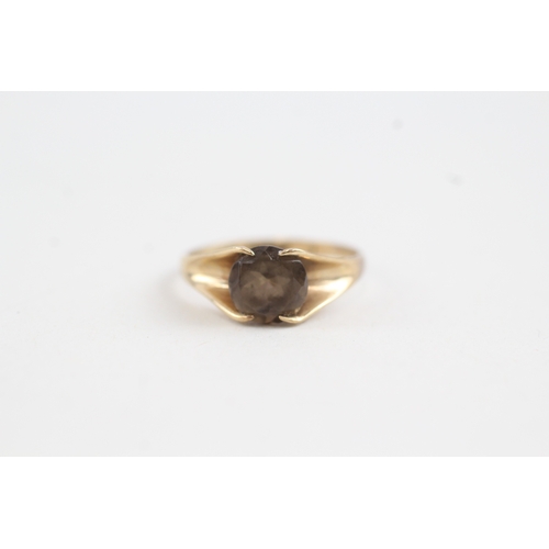 147 - 9ct gold vintage smokey quartz dress ring (2.3g)