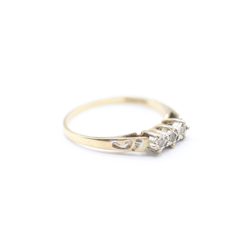 204 - 9ct gold diamond trilogy dress ring (1.6g)