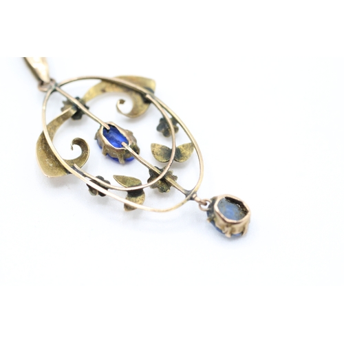 205 - 9ct gold art nouveau paste lavalier pendant (1.2g)