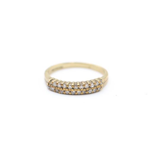 206 - 9ct gold diamond double row half eternity dress ring (2g)