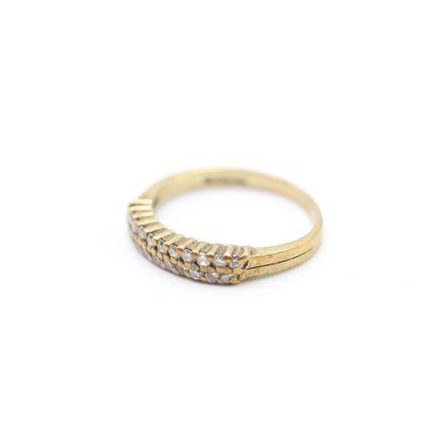 206 - 9ct gold diamond double row half eternity dress ring (2g)