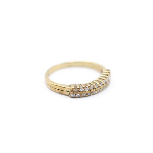 206 - 9ct gold diamond double row half eternity dress ring (2g)