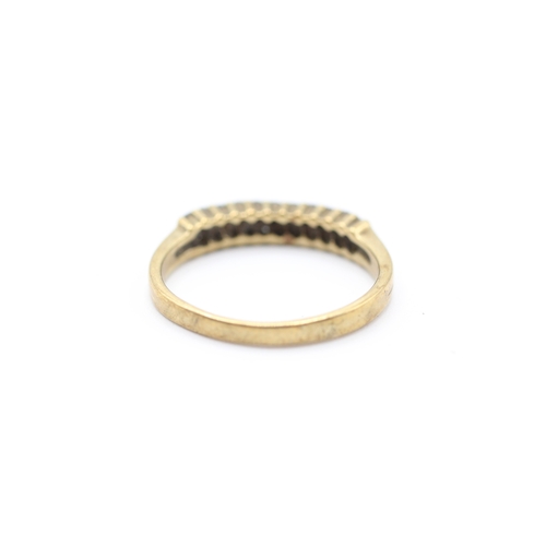 206 - 9ct gold diamond double row half eternity dress ring (2g)