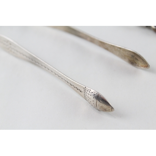 22 - 3 x .925 sterling silver sugar nips, tongs & ladel