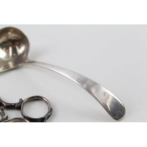 22 - 3 x .925 sterling silver sugar nips, tongs & ladel