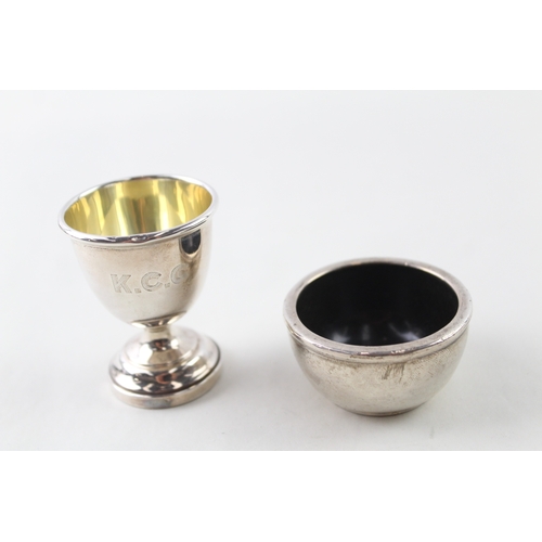 27 - .925 sterling egg cup & salt dish