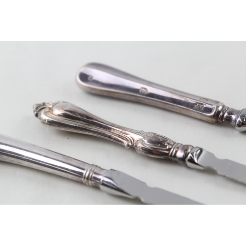 28 - 3 x .925 sterling silver handled letter openers