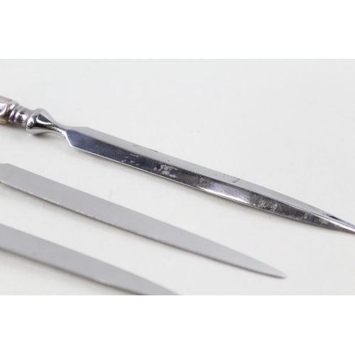 28 - 3 x .925 sterling silver handled letter openers