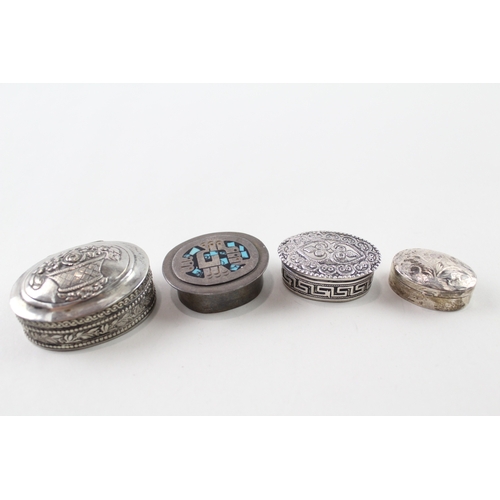 38 - 4 x .800 & .925 silver pill / trinket boxes