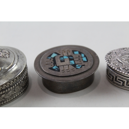 38 - 4 x .800 & .925 silver pill / trinket boxes