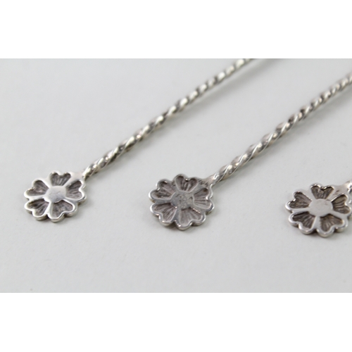 62 - 6 x .925 sterling silver floral finale teaspoons