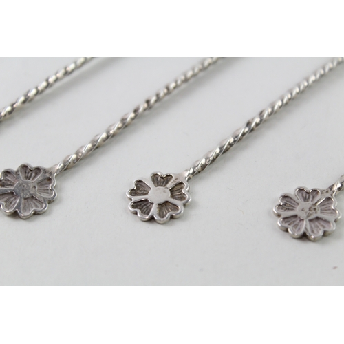 62 - 6 x .925 sterling silver floral finale teaspoons