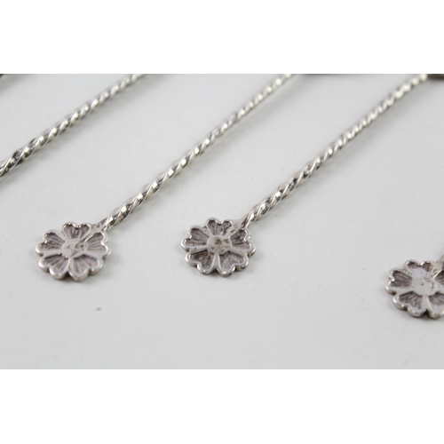 62 - 6 x .925 sterling silver floral finale teaspoons