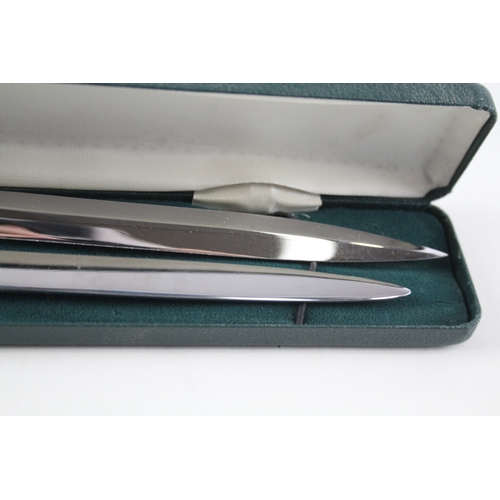 64 - 2 x .925 sterling silver handled letter openers inc boxed