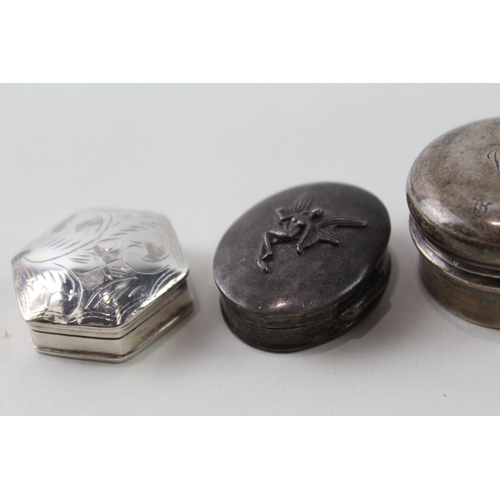 72 - 5 x .800 & .925 sterling silver pill / trinket boxes