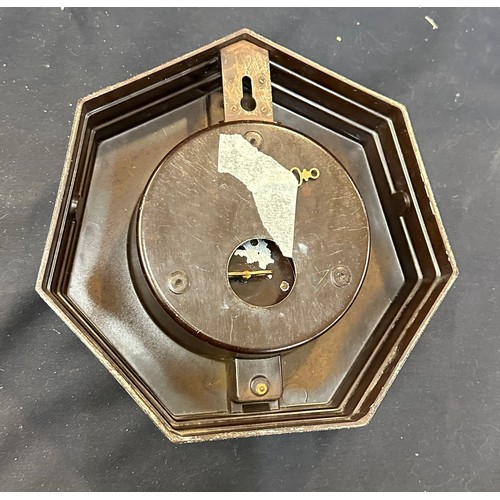 93 - Vintage Bayard 8 Days hexagonal wall clock measures approximate 3 inches tall x 10 diameter