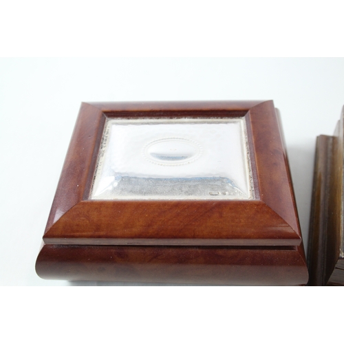 83 - 2 x .925 sterling silver detailed wooden boxes