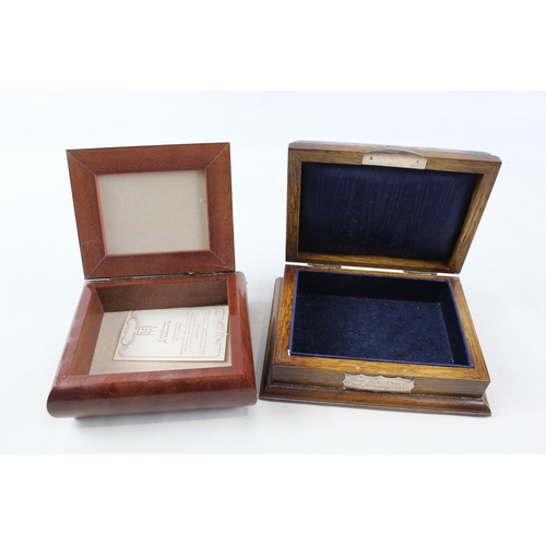 83 - 2 x .925 sterling silver detailed wooden boxes