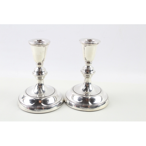 87 - 2 x vintage .925 sterling silver filled candlesticks