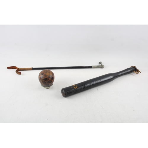 480 - Victorian Police Truncheon, Riding Crop & Calabash Mate Cup