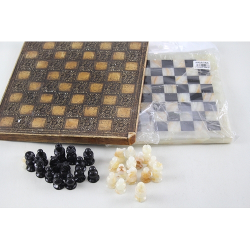 458 - Marble Chess Set & Board Repro + Extra Board