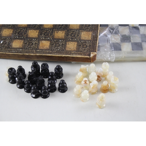 458 - Marble Chess Set & Board Repro + Extra Board