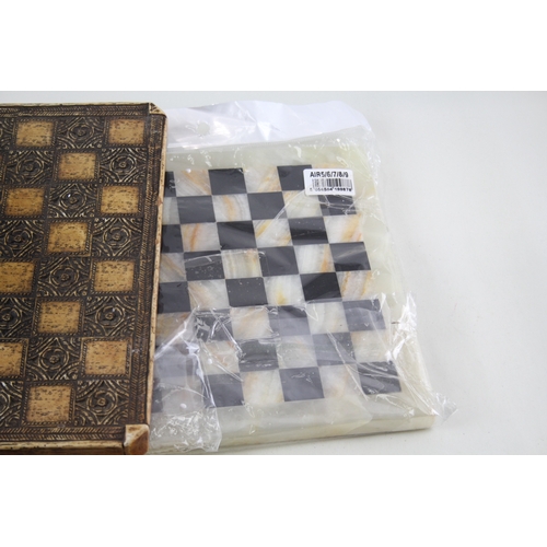 458 - Marble Chess Set & Board Repro + Extra Board