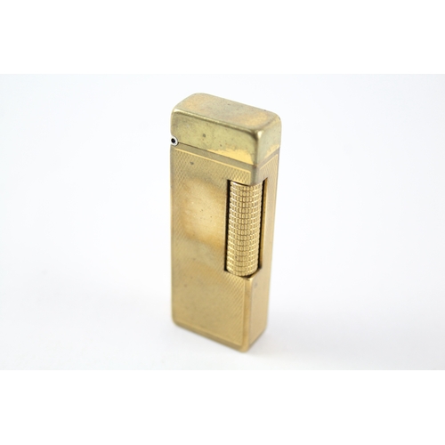 488 - Vintage Dunhill Rollagas Pocket Lighter - Gold Plated Wheatsheaf w/ Good Spark