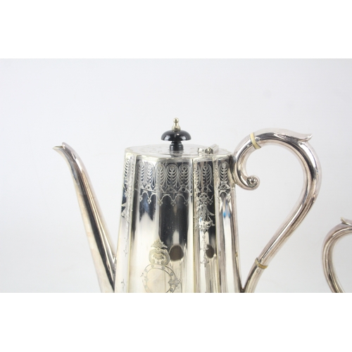 457 - Vintage Silver Plate Three Piece Tea Service Victorian Style 'JB&S' 2435g