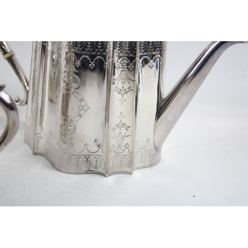 457 - Vintage Silver Plate Three Piece Tea Service Victorian Style 'JB&S' 2435g