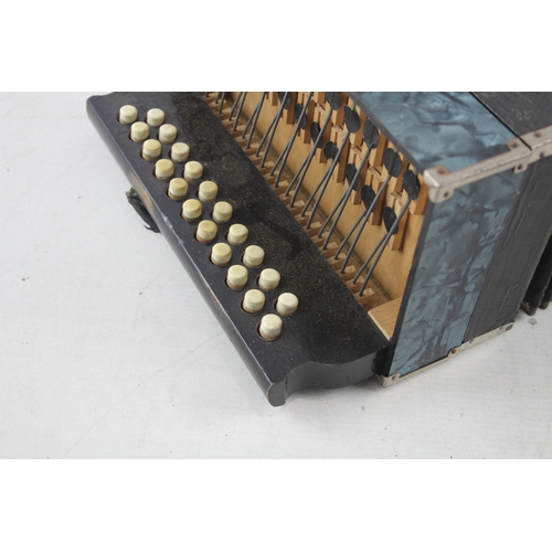 497 - Vintage Button Accordion 21 Button Musical Instrument