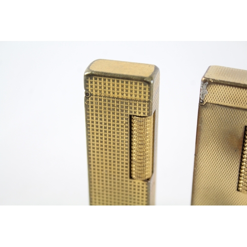 514 - Vintage Gold Plated Dunhill Rollagas Lighters x 2