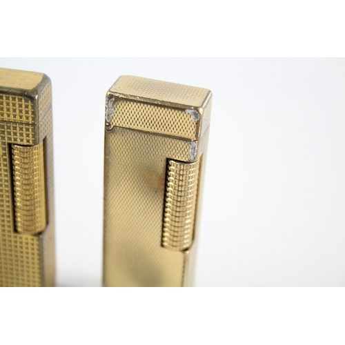 514 - Vintage Gold Plated Dunhill Rollagas Lighters x 2